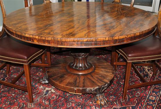 Early Victorian rosewood Irish circular table, W.132cm